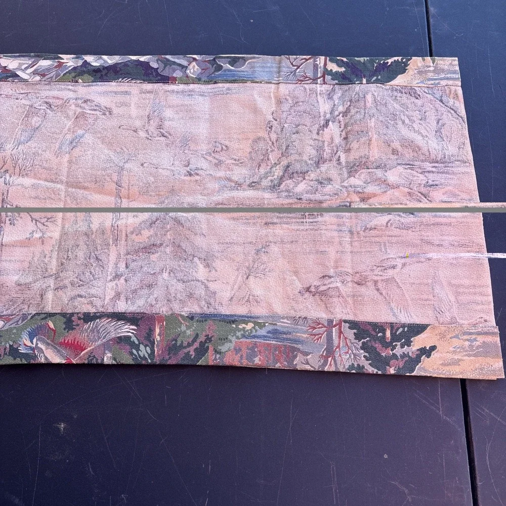BAYOU 1940's Flying Geese Marshland Cabin Barkcloth Set 2 Fabric Curtain Panel